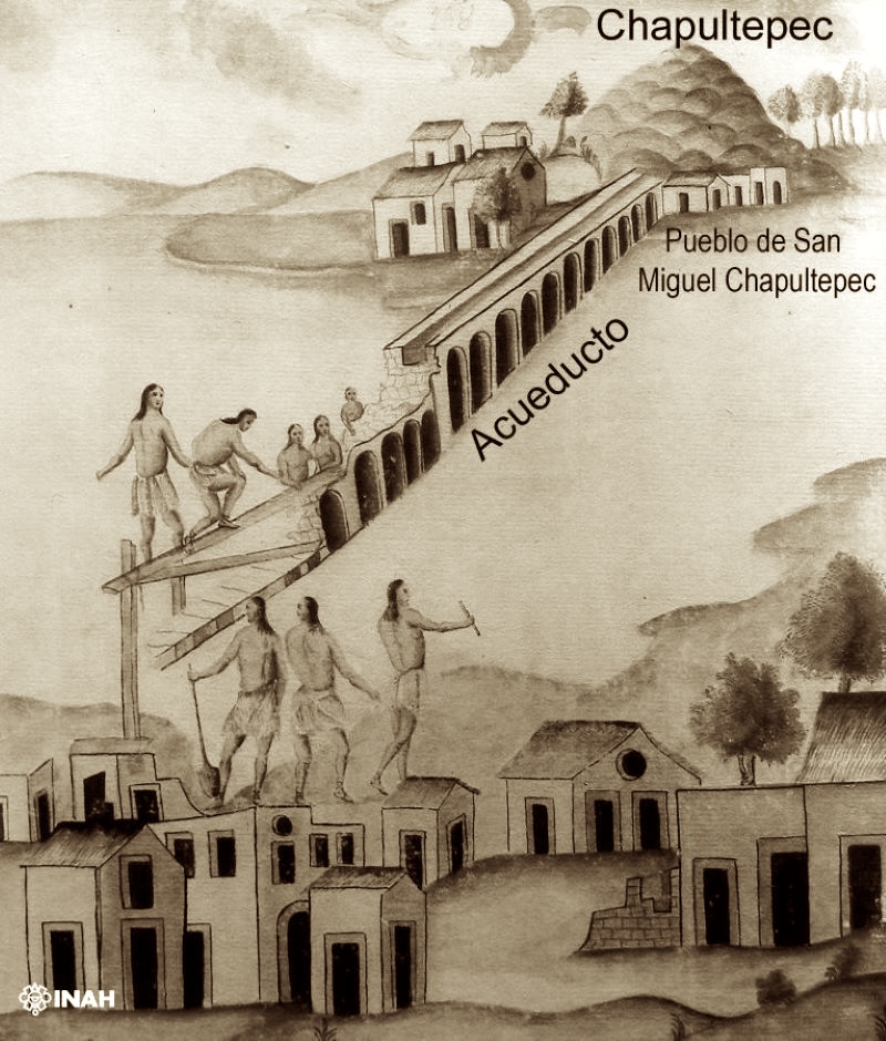 acueducto prehispánico en el Bosque de Chapultepec.